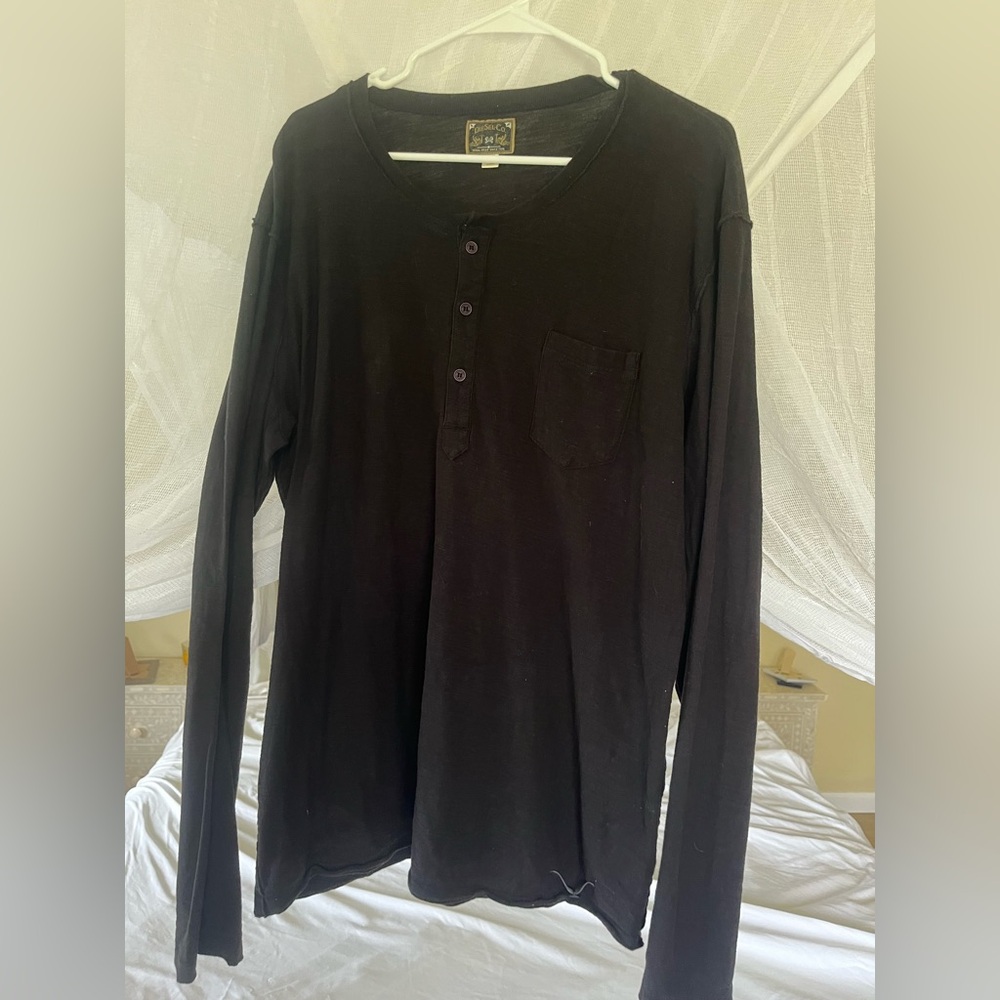 Deisel Black Long Sleeve Henley Shirt